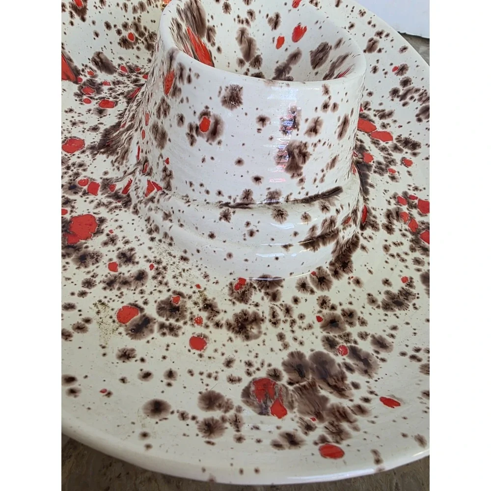 Vintage Ashtray Holland Mold Speckled‎ Splatter Art Brown Orange Trippie